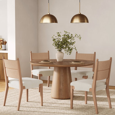 Ensemble de 4 chaises de salle à manger en bois massif avec dossier en ruppie maritime Cove