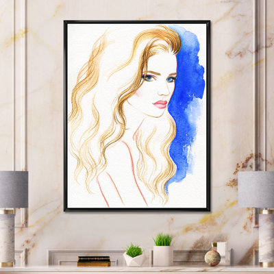 Portrait d'une femme aux cheveux blonds - art mural sur toile Glam