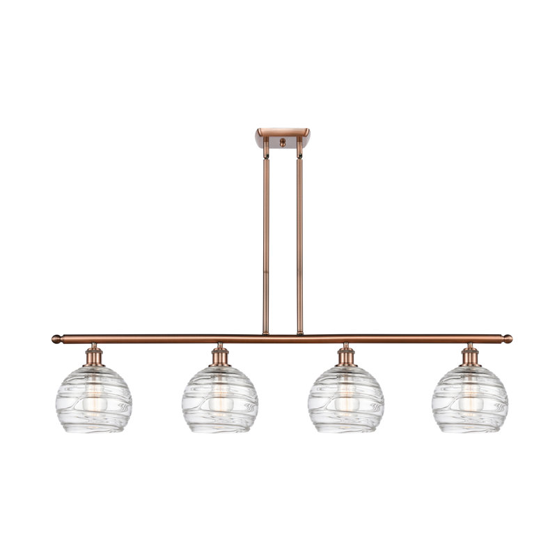 Caples 4 - Light Kitchen Island Pendant, 6 Watt Vinage LED Bulb, Antique Copper