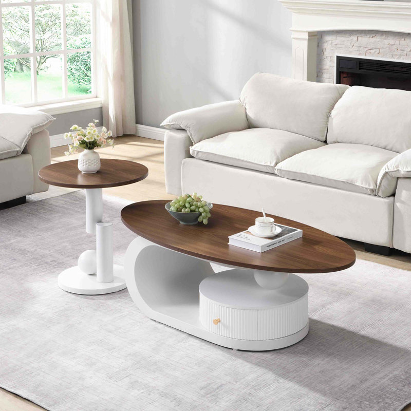 Ensemble de 2 tables basses gigognes, Blanc
