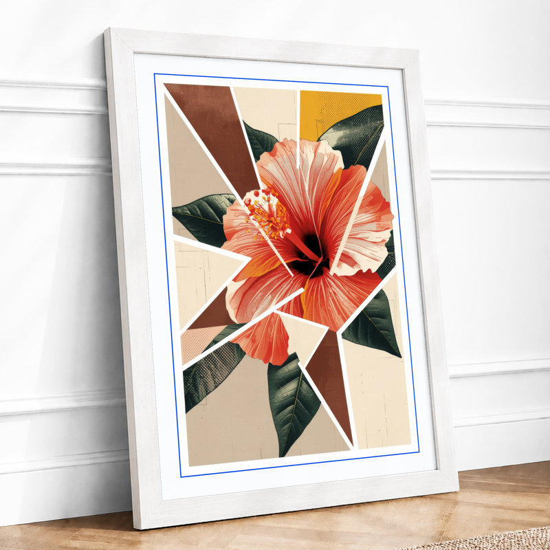 Hibiscus in Bloom Botanical - Framed Print, A1 - 84.1 x 59.4 cm, White
