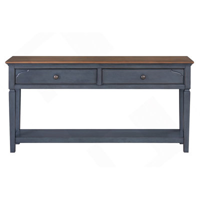 60 Inch Sofa Table, No Assembly Required, Corduroy Blue Finish