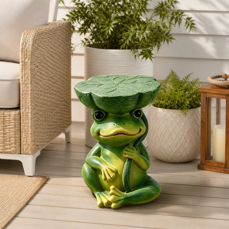 Tabouret de jardin en forme de grenouille (25 cm), en composite de pierre et d'oxyde de magnésium, idéal pour la décoration extérieure de votre jardin, terrasse ou patio.