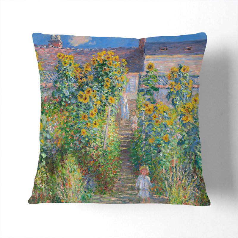 Garden at Vetheuil Scatter Cushion Pillow, Stone, 40cm H x 40cm W x 15cm D