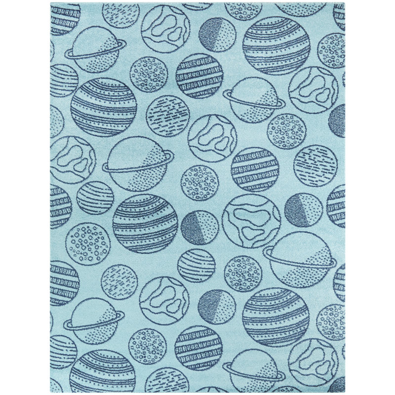 Tapis bleu clair Pinto, Rectangle 3 pi 11 po x 5 pi 7 po