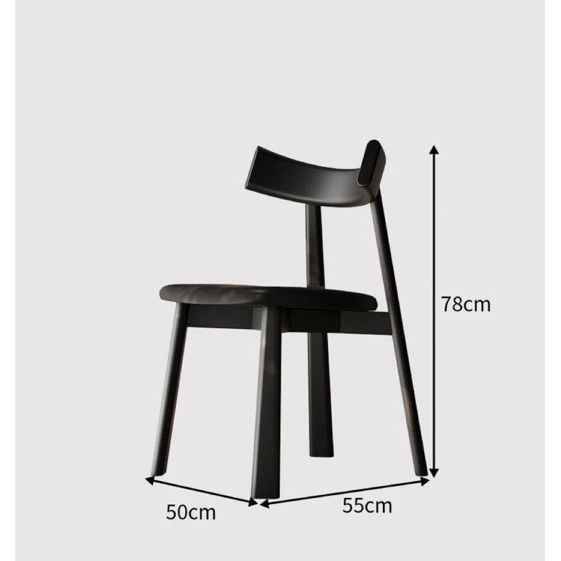 Chaise de salle à manger moderne en similicuir et bois massif, Noir