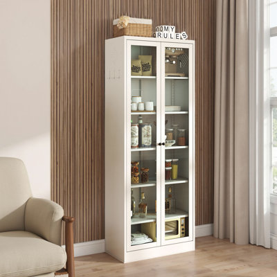 72" White Metal Pantry Cabinet – Industrial-Grade Storage Solution