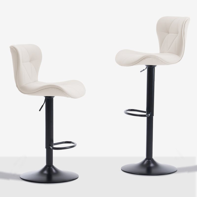 Ensemble de 2 tabourets de bar pivotants à hauteur réglable - pivotant à 360 ° avec repose-pieds, confort rembourré pour îlot de cuisine et comptoir