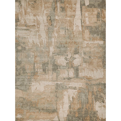 Infinity Handmade Wool/Nylon In Silver/Beige Area Rug