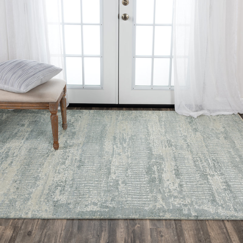 Tapis gris abstrait en laine, Rectangle 5 pi x 8 pi