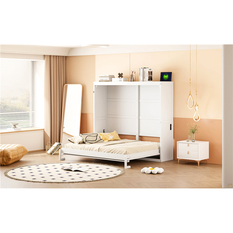 Lit escamotable double pleine grandeur, Blanc