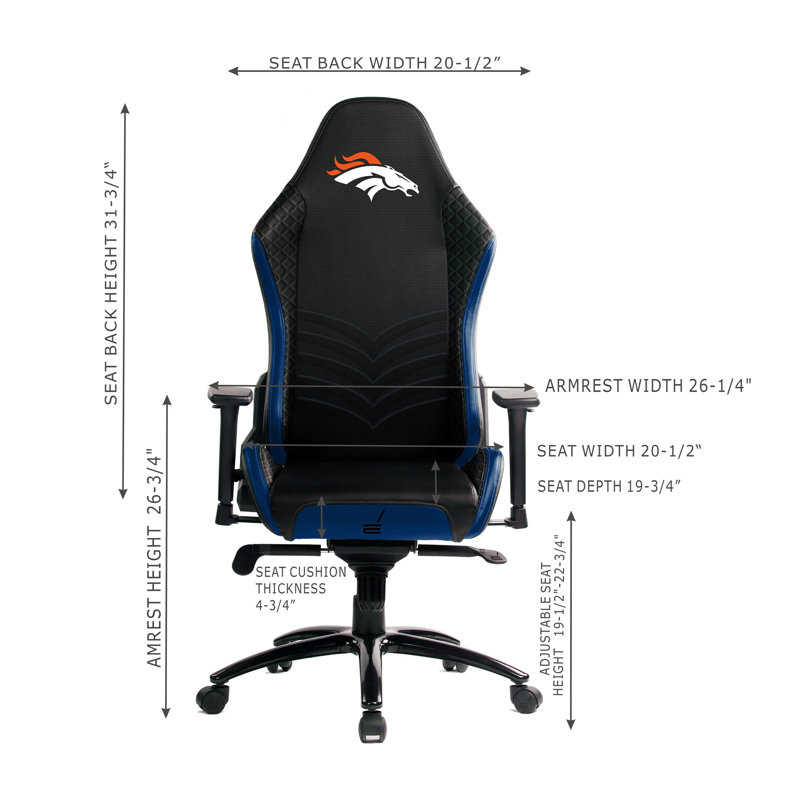 Fan Life Adjustable Armrest and Reclining PC & Racing Game Chair, Denver Broncos