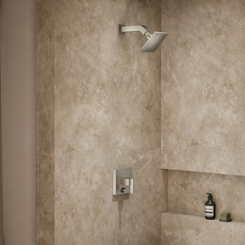 Garniture de douche avec inverseur Loure Rite-Temp, Nickel brossé éclatant, Traditionnel