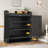 Modern Boho Rattan Shoe Cabinet – 2-Door Entryway Storage Organizer – 5-Tier Adjustable Shelves-1310674241