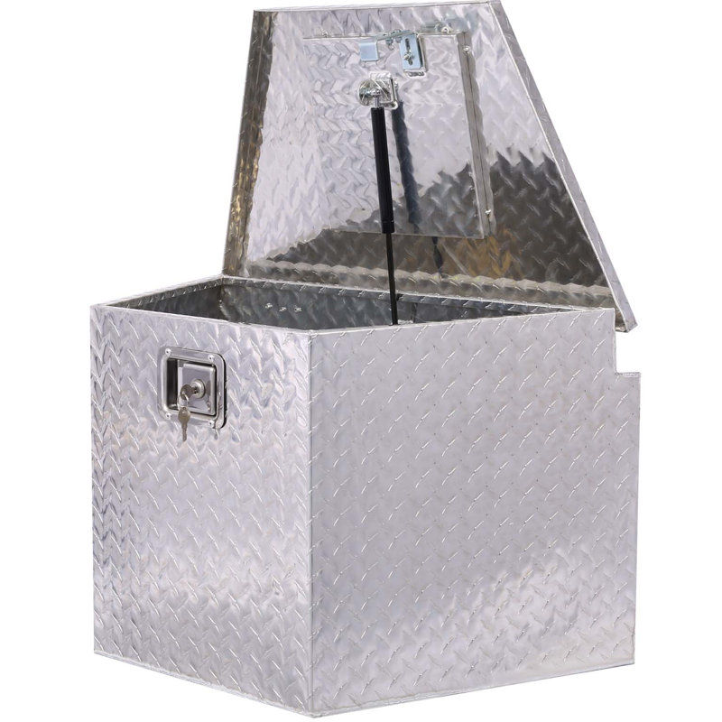 Boîte à outils en aluminium de 29 po, boîte à outils pour lit de camion robuste, boîte à outils de rangement pour camionnette extérieure, organisateur de rangement pour véhicule récréatif, boîte de dessous de caisse avec clés de verrouillage, argent, 29 po x 16,5 po x 18,5 po