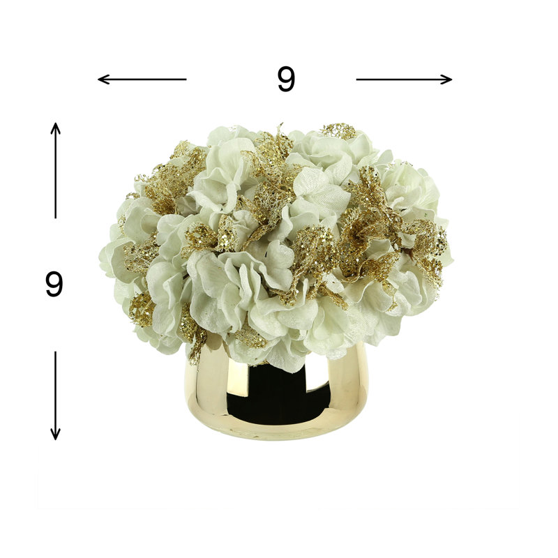 Hydrangea Holiday Arrangement Bundle, Red/White/Gold