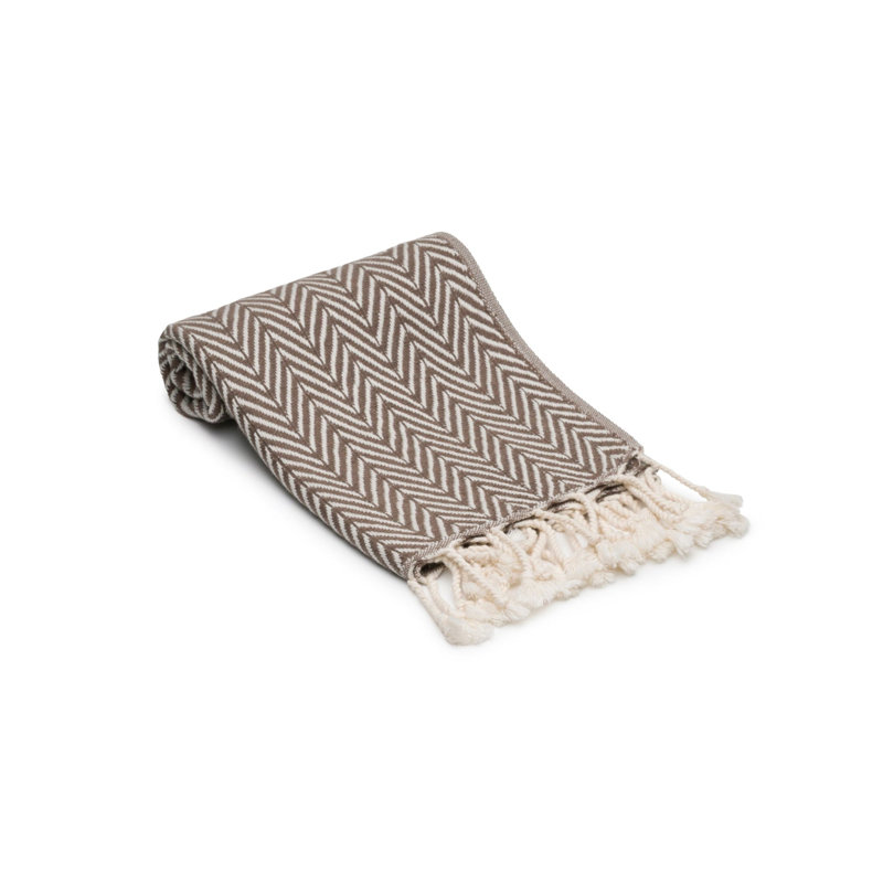 Herringbone Turkish Cotton Hand Towel Bundle, Taupe Brown