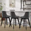  Ensemble de 2 chaises de comptoir pivotantes en tissu de lin moderne avec dossier capitonné, tabourets de bar chics pour îlot de cuisine et salle à manger-1140540956