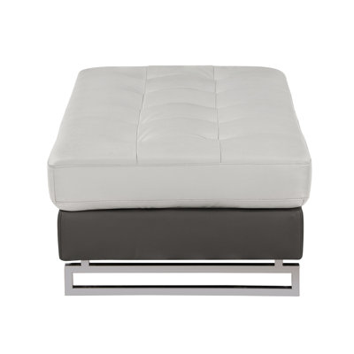 Très grand canapé modulaire en cuir gris avec cadre en bois massif et pieds brillants