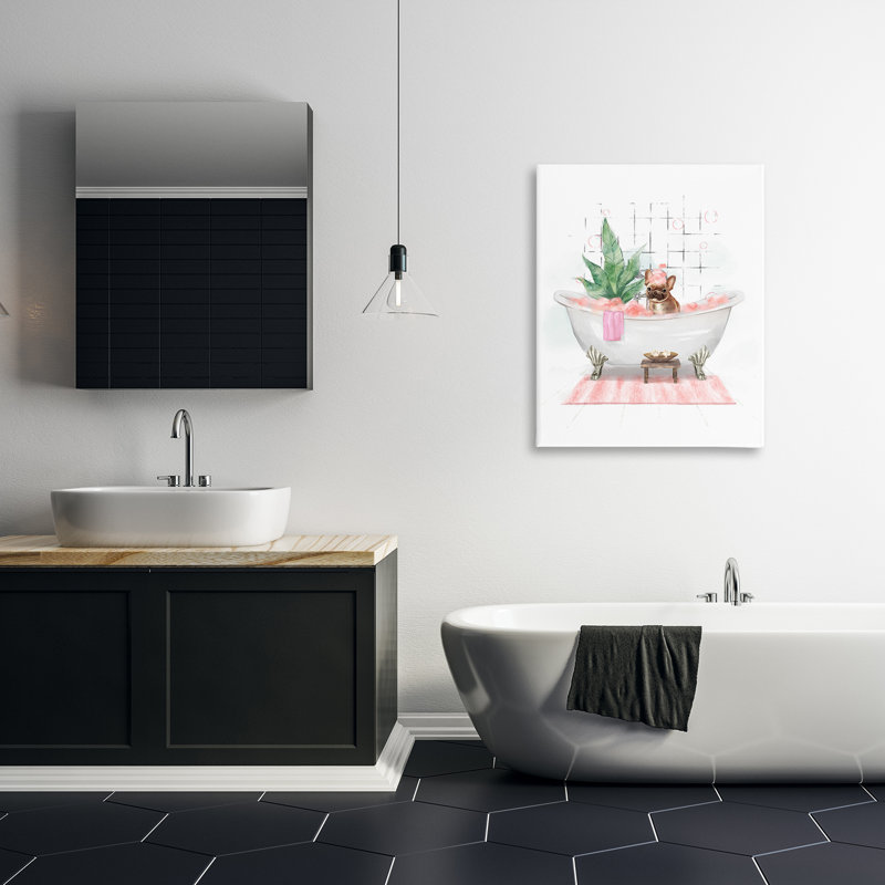 Art mural sur toile Glam Pug in Tub par Ziwei Li bp-866_CN, H 40 po x l 30 po