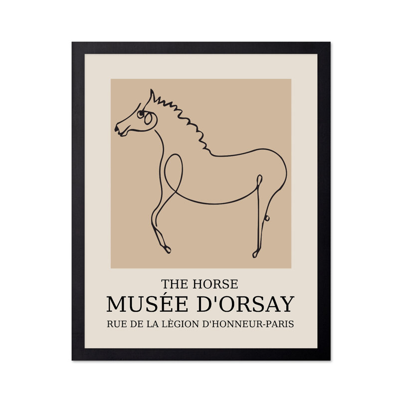 Picasso - Le cheval, Cadre noir, Poster, H 18 po x l 24 po
