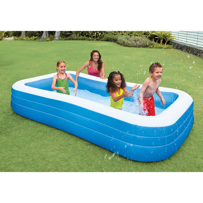 Intex Blue and White Rectangular Inflatable Pool Set