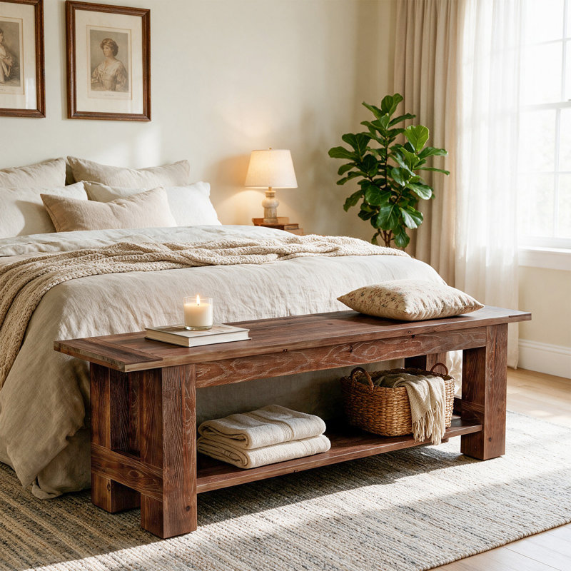 Solid Wood Entryway Bench, 70.9'' Rustic Extra Long Bench with Shoe Storage