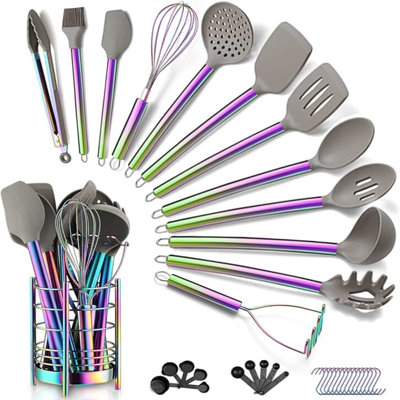 38-Piece Silicone Kitchen Utensil Set with Crocks
