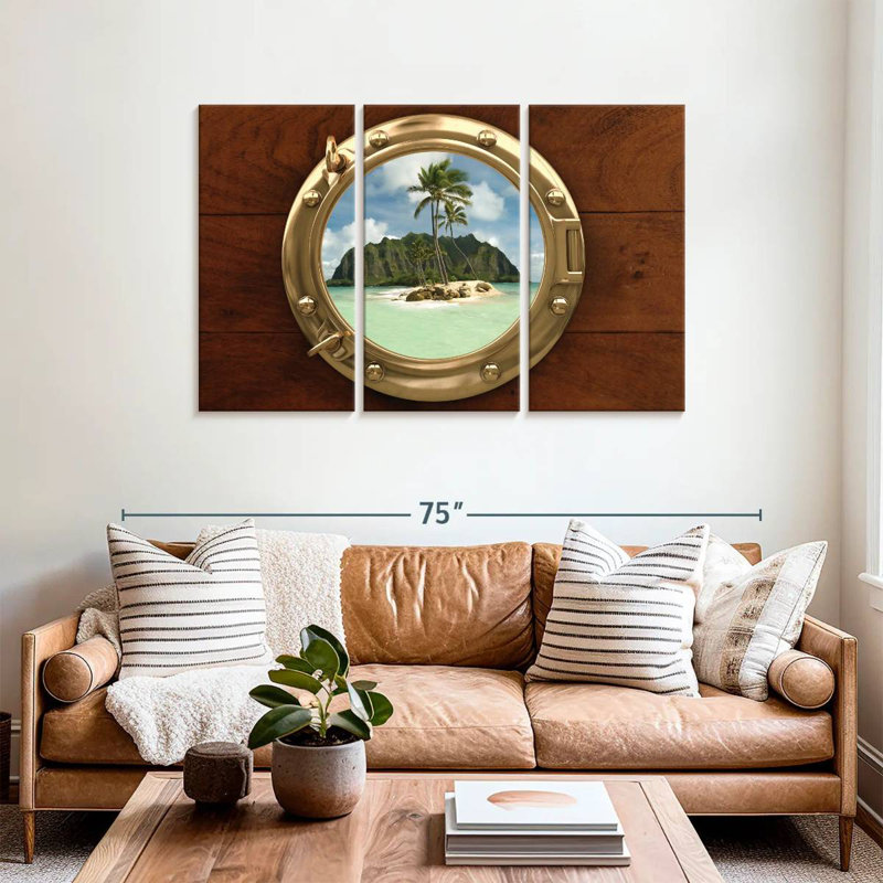Aletra Sandy Beach Through Porthole, 32" H x 50" W