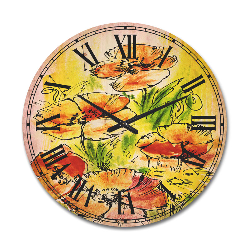 Horloge murale Bouquet Poppies, Très grand