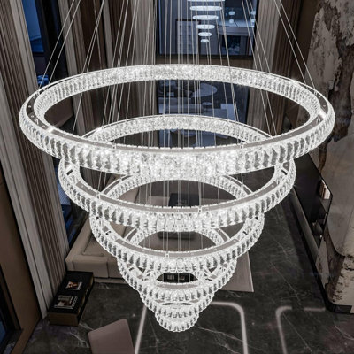 Éclairage à intensité variable en cristal pour salon à plafond haut