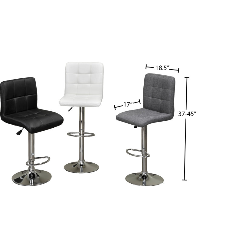 Tabouret de bar réglable en similicuir avec relevage hydraulique et base chromée, tabouret de comptoir moderne capitonné, blanc