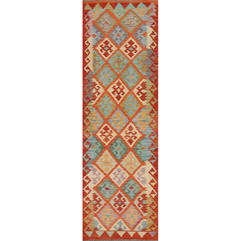 Kilim Reversible Wool Runner Rug 3x10