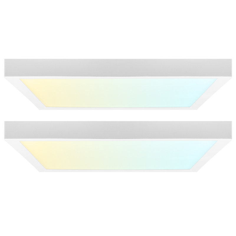  7 po Luminaire DEL encastré, montage en surface, 5CCT, 1150 lumens, CRI90, faisceau 110 °, 14 W, à intensité variable, homologué Wet et homologué UL, ensemble de 2 garnitures carrées
