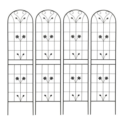 Paquet de 4 treillis de jardin en métal 86,7 "x 19,7" antirouille pour plantes grimpantes support de fleurs extérieur noir