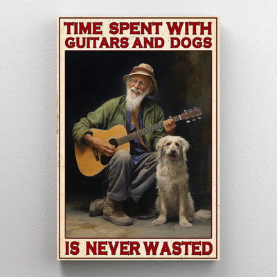 «Lakiyah Time Spent With Guitars And Dogs», reproduction d'art graphique sur toile tendue