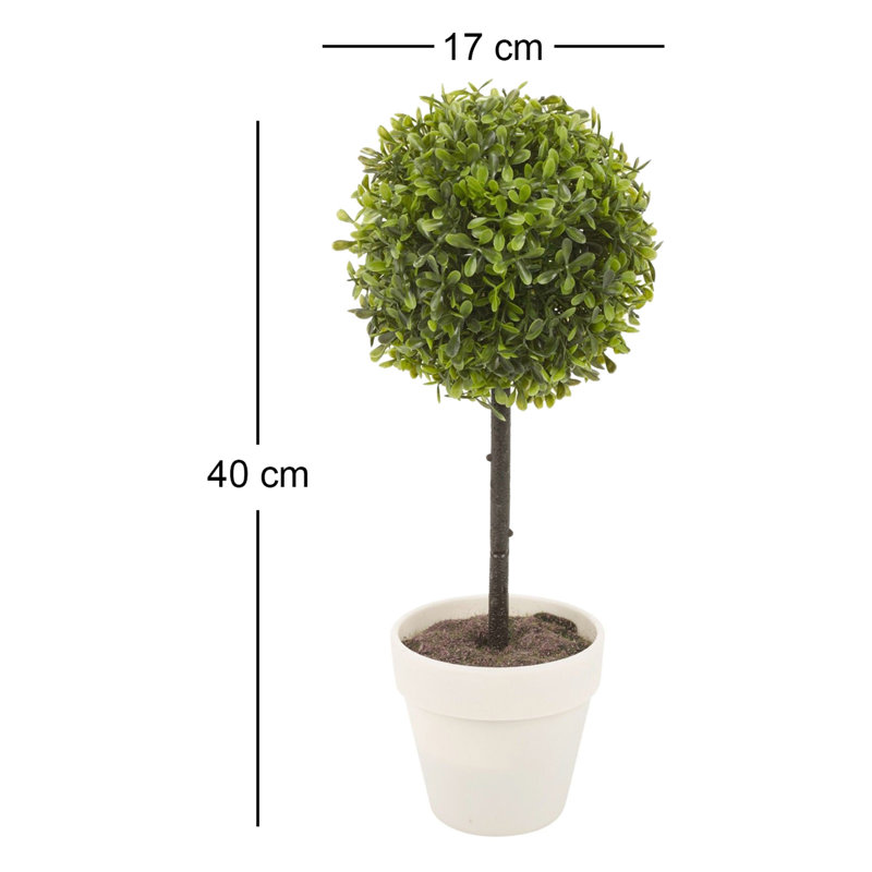 40cm Faux Boxwood Plant in Planter, White