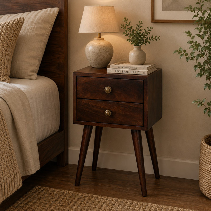 30cm W Solid Wood Bedside Table