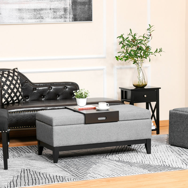 Nico Upholstered Ottoman, Light Gray