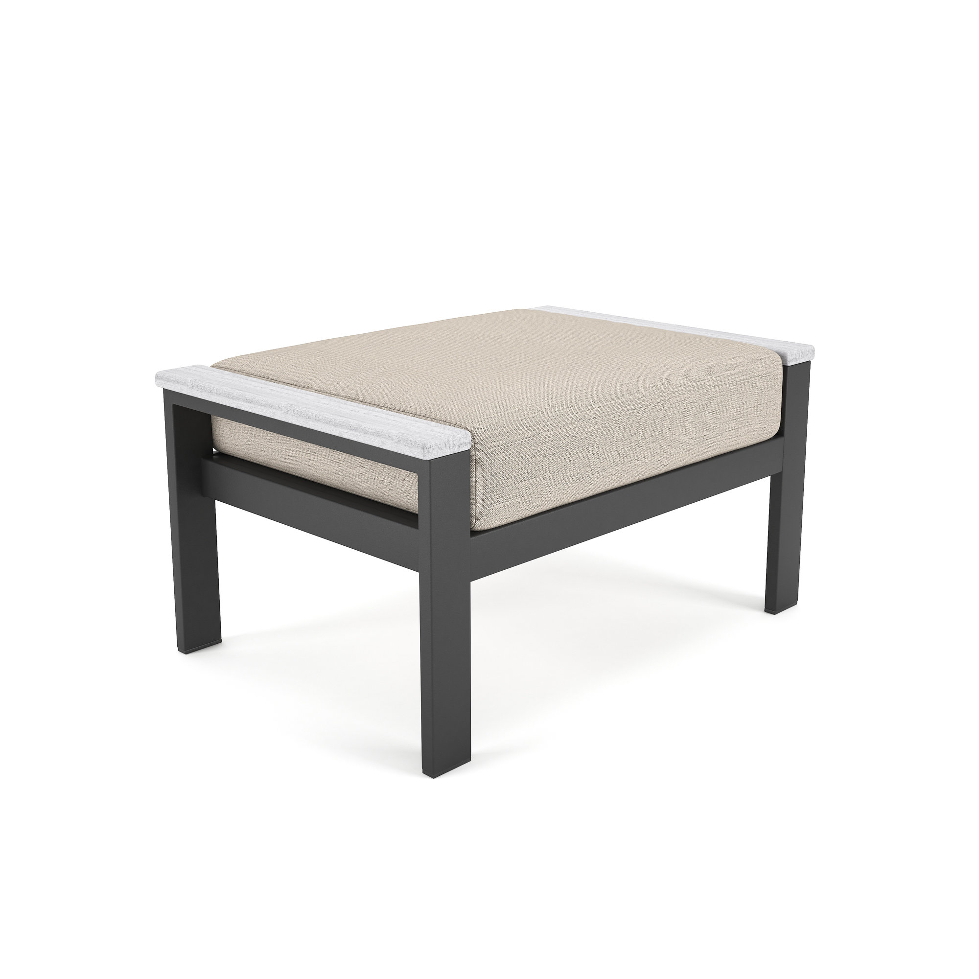 Townsend Outdoor Ottoman with Sunbrella® Cushion, Cast Silver Sunbrella®