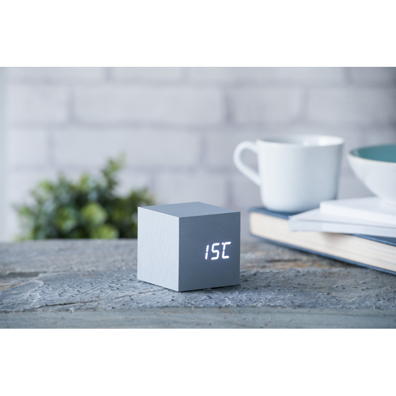 Digital Manufactured Wood Electric Alarm Tabletop Clock, Aluminium/White