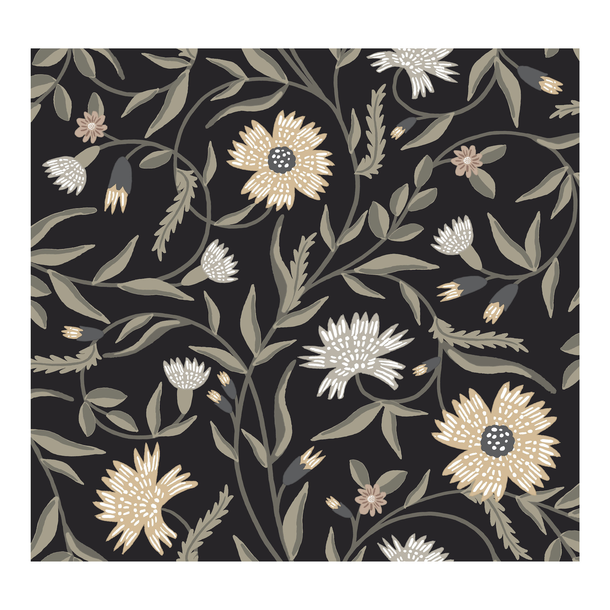 Aster Wallpaper, Black