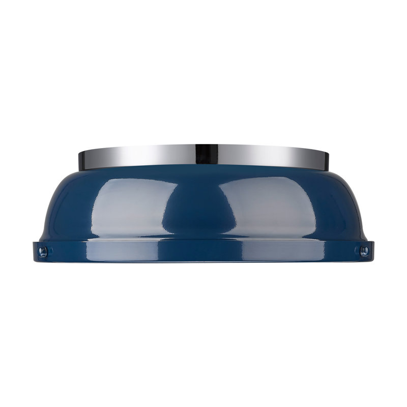 Plafonnier encastré 14 po Hulali, Chrome chrome, Bleu marine mat