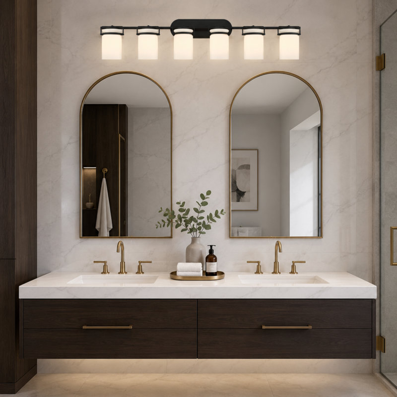Luminaire de salle de bain moderne à 6 lumières noir mat