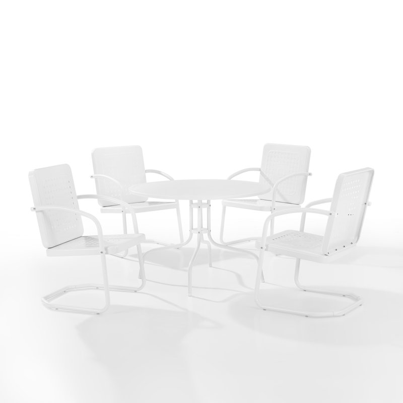 Kutcher 4 - Person Patio Dining Set with Round Table, White
