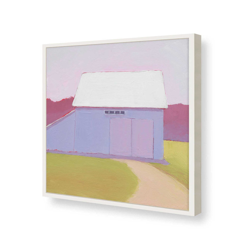 «Pastoral Barn» par Carol Young, reproduction d'art, H 36 po x l 36 po, Impression sur cadre ouvert sans papier mat, Blanc