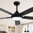 52" Modern Black Ceiling Fan With Lights And Remote Control, Quiet Reversible DC Motor 5-Blade Chandelier Ceiling Fan For Bedroom