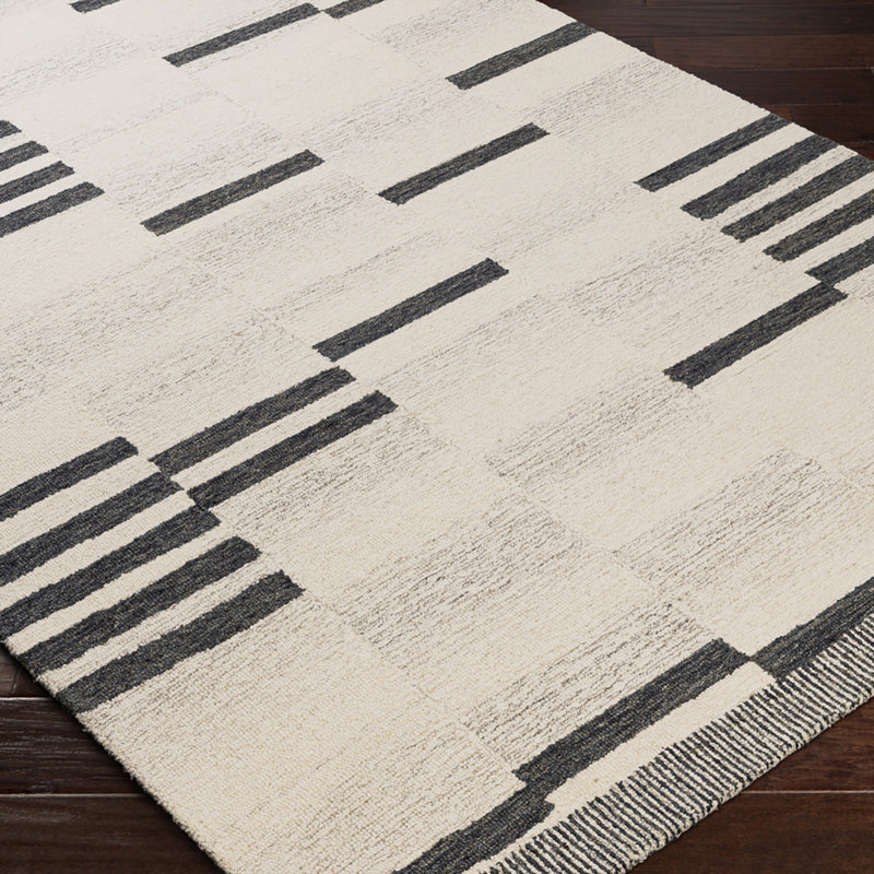 Granada Broken Stripe Wool Hand Made Area Rug, Rectangle 183 x 274 cm