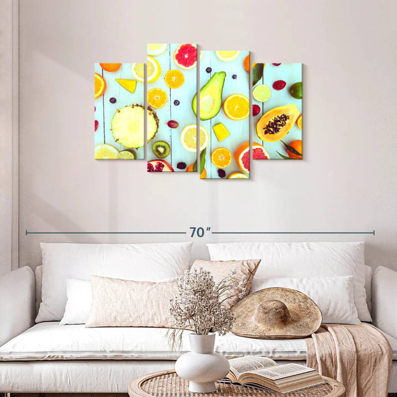 Fruits tropicaux hachés, H 27 po x l 43 po