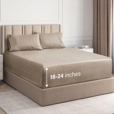 Extra Deep Pocket Sheet Set, Cooling & Breathable Bed Sheets, Soft Hotel Luxury Bedding, Fits 18–24 Inch Mattress
